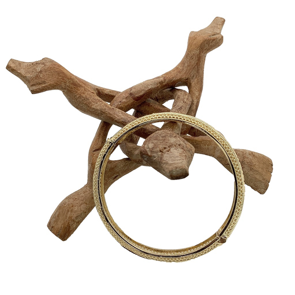 14k Gold Plated Greek Key Hinged Bangle Bracelet NWOT - Picture 3 of 5